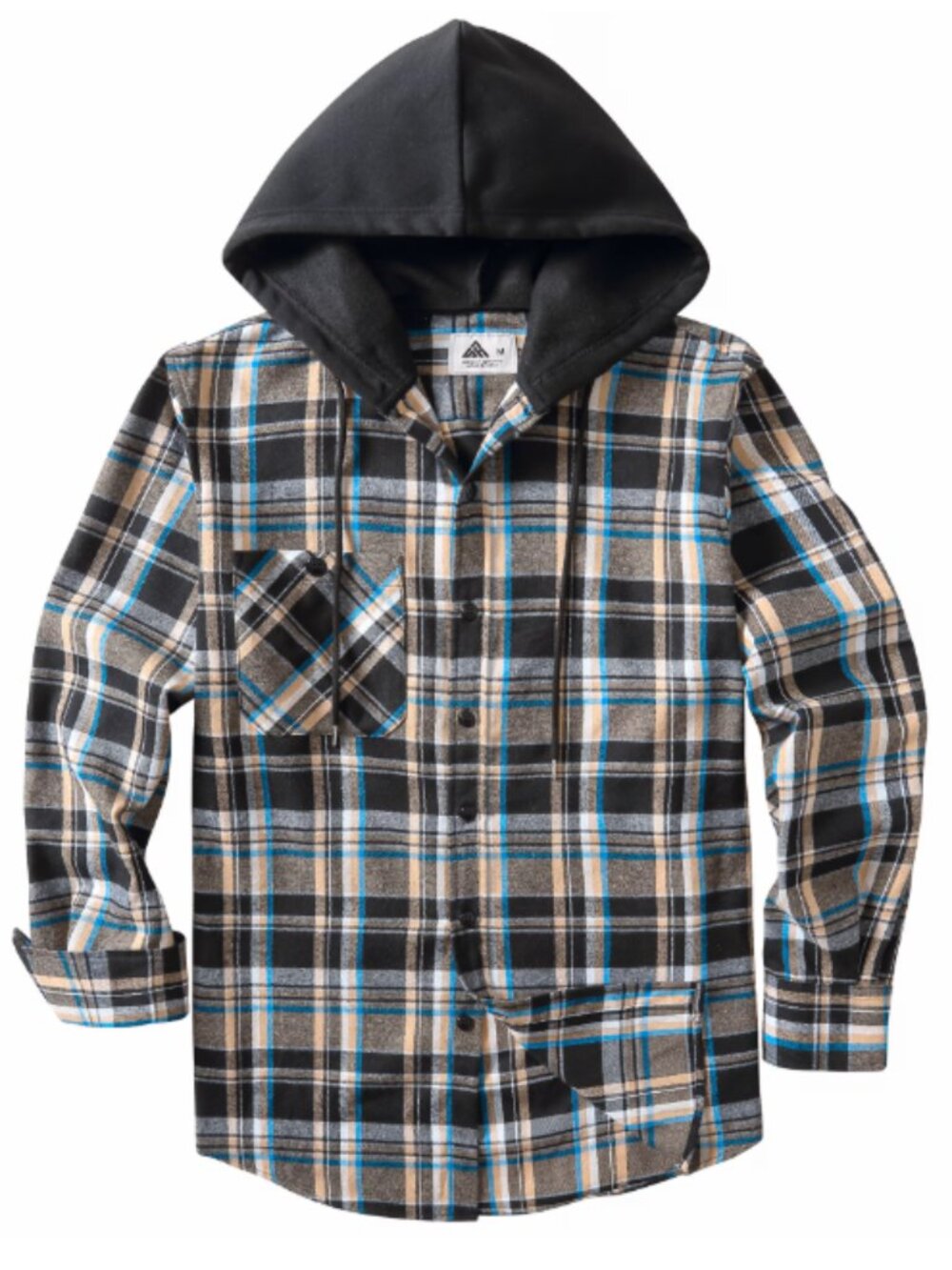 New XXL Men's Hooded Flannel Shirt Buffalo Plaid Long Sleeve Top Pockets Work